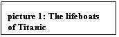 Text Box: picture 24: The lifeboats of Titanic
