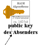 Text Box: public key 
des Absenders
