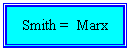 Text Box: Smith =  Marx